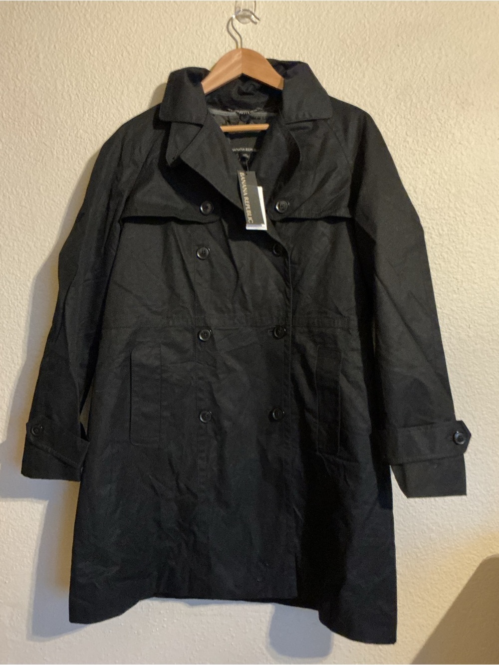 Banana Republic Black Double-Breasted Trench Coat